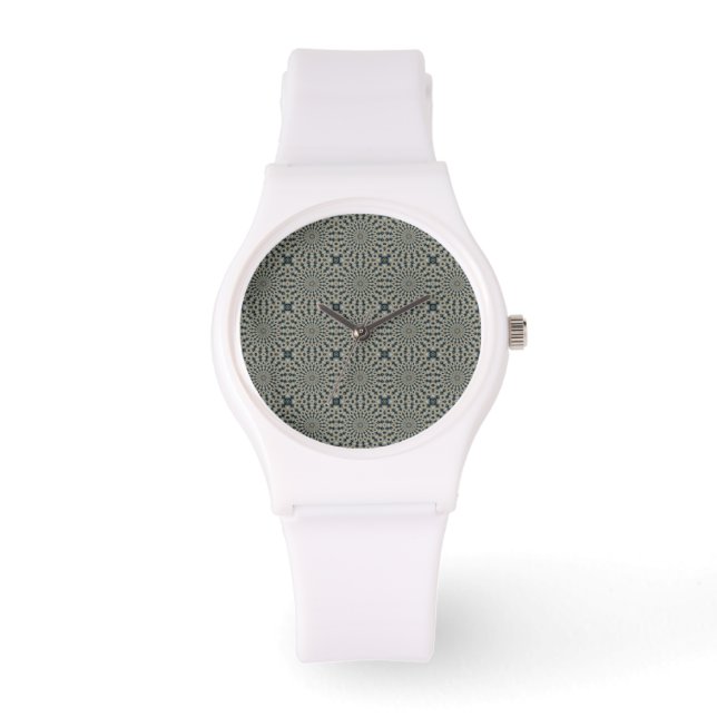Camel Teal and Grey Circles Tile Pattern Watch (Front)