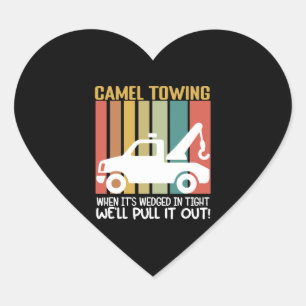 Camel Towing Retro Adult Humour Saying Halloween Heart Sticker