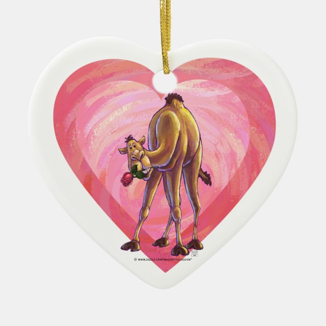 Camel Valentine's Day Ceramic Ornament (Front)