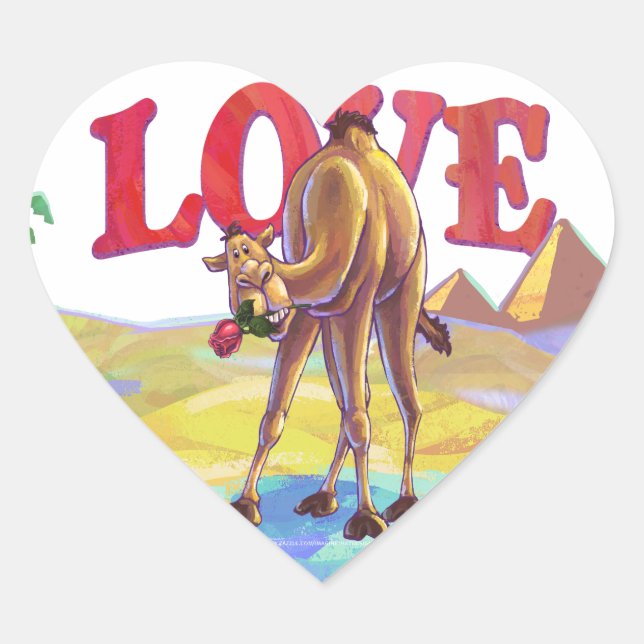 Camel Valentine's Day Heart Sticker (Front)