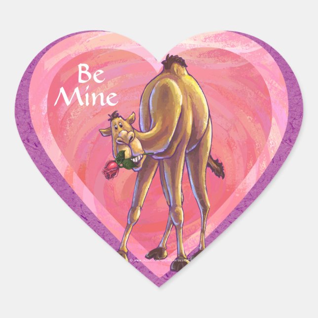Camel Valentine's Day Heart Sticker (Front)
