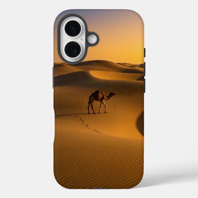camel walks across the golden sand dunes at sunset Case-Mate iPhone case (Back)