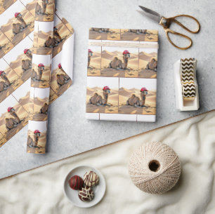 Camel Wearing a Red Retired Cap Wrapping Paper