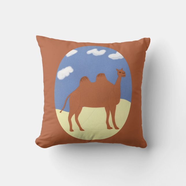 Camel Whimsical on Desert Dunes Cushion (Front)
