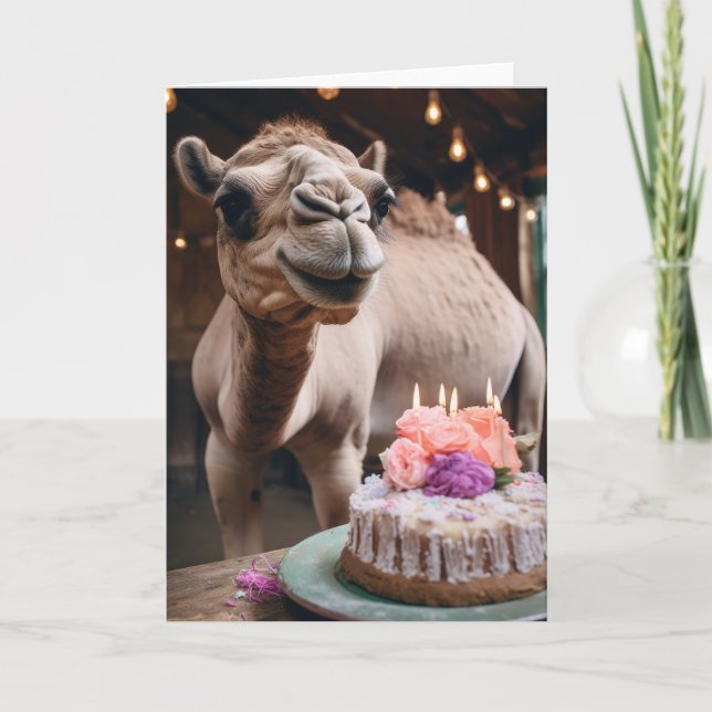 Camel with a Birthday Cake Card (Front)