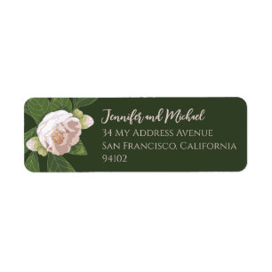 Camellia and Greenery Simple Elegant Wedding Return Address Label