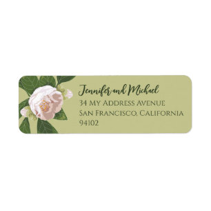Camellia and Greenery Simple Elegant Wedding Return Address Label