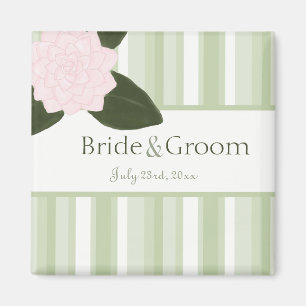 Camellia and Stripes Save the Date Magnet