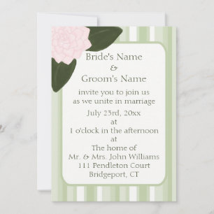 Camellia and Stripes Wedding Invitation