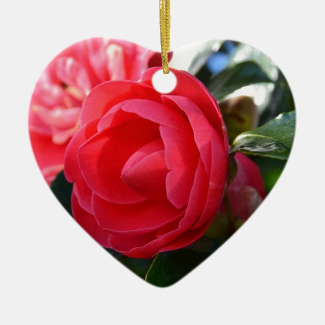 Camellia Blossom Ceramic Tree Decoration (Front)