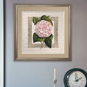 Camellia Chateau Chic Vintage Botanical Poster