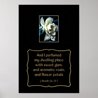 Camellia Flower and Bible Quote from Sirach 24: 21 Poster