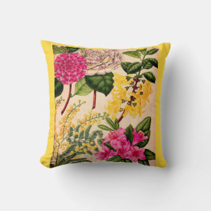 camellia, forsythia, rhododendron and acacia cushion