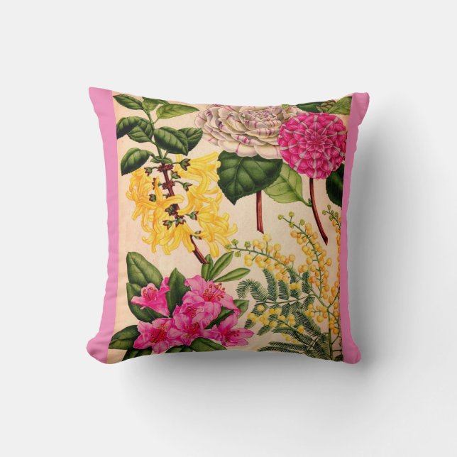 camellia, forsythia, rhododendron and acacia cushion (Front)