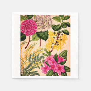 camellia, forsythia, rhododendron and acacia napkin