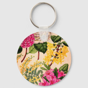 camellia, forsythis, rhododendron and acacia key ring
