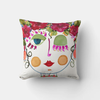 Camellia - Gypsy Garden Girl Cotton Pillow