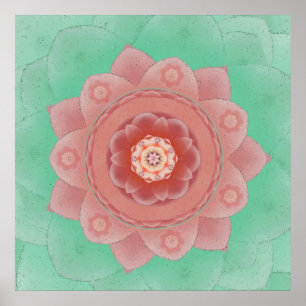Camellia Lotus Mandala Print