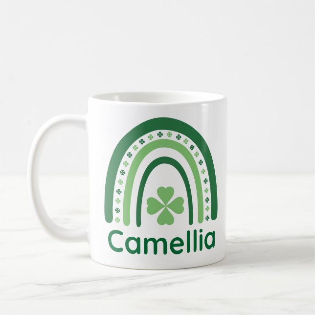 Camellia Name Clover Boho Rainbow Coffee Mug (Left)