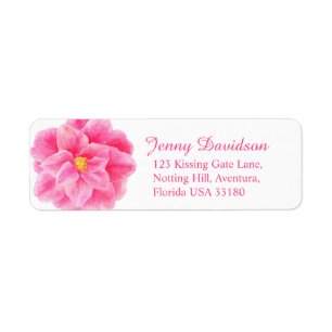 Camellia pink wedding sticker reply labels