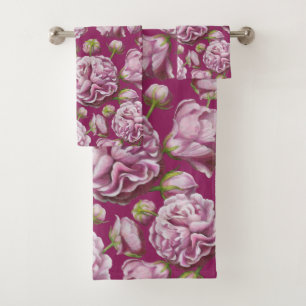 Camellia Rose Garden Flowers Bath Towel Set