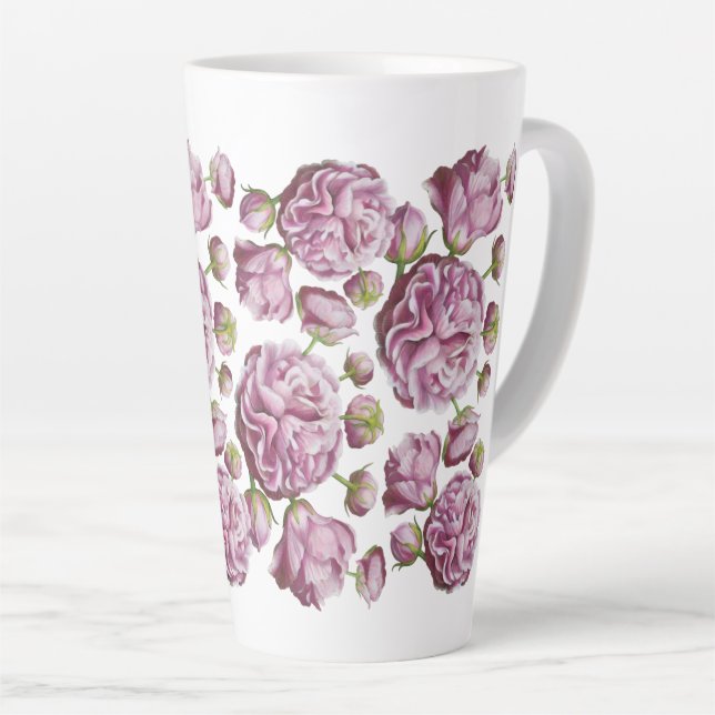 Camellia Rose Garden Flowers Latte Mug (Right Angle)