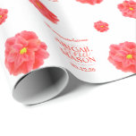 Camellia watercolor flower red white wedding wrapping paper<br><div class="desc">Modern spring flower design personalised wedding gift wrapping paper, featuring watercolor red camellia flower art and your own couples names and wedding date on a white background. A great way to give a personalised touch to special wedding presents and gifts. Unique watercolor art and design by Sarah Trett. www.sarahtrett.com for...</div>