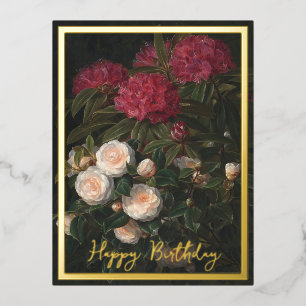 Camellias And Rhododendrons Foil Holiday Postcard