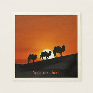 Camels at sunset napkin