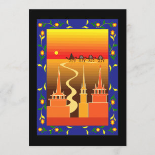 Camels beyond the city invitation