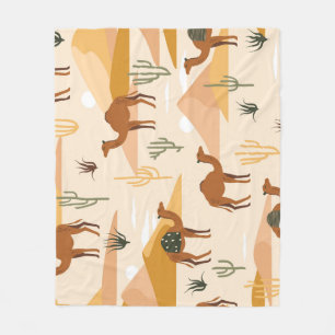 Camels Dunes Cacti: Desert Seamless Fleece Blanket