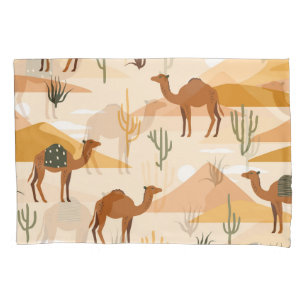 Camels Dunes Cacti: Desert Seamless Pillowcase