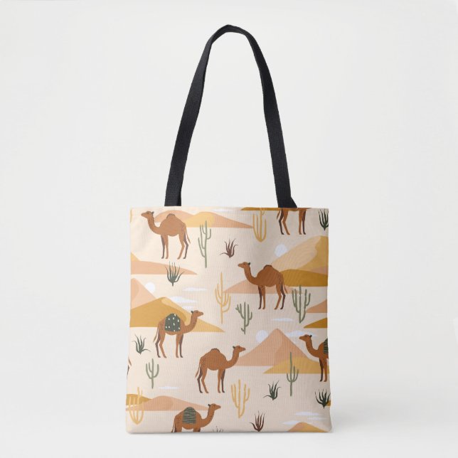 Camels Dunes Cacti: Desert Seamless Tote Bag (Front)