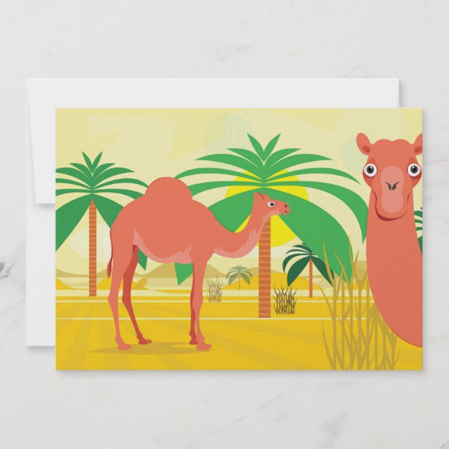 Camels illustration invitation (Front)