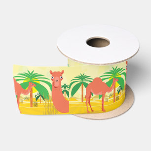 Camels illustration satin ribbon