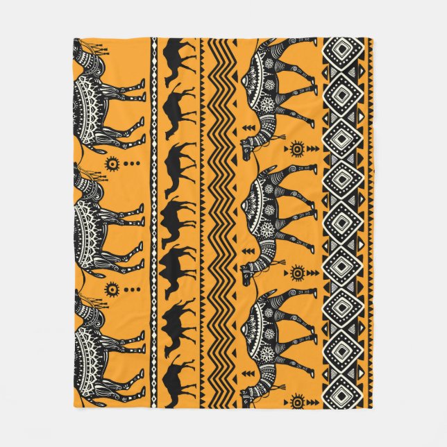 Camels Illustration Seamless Pattern Design. Fleece Blanket (Front)