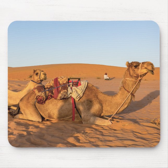 Camels in Oman desert Mouse Pad (Front)