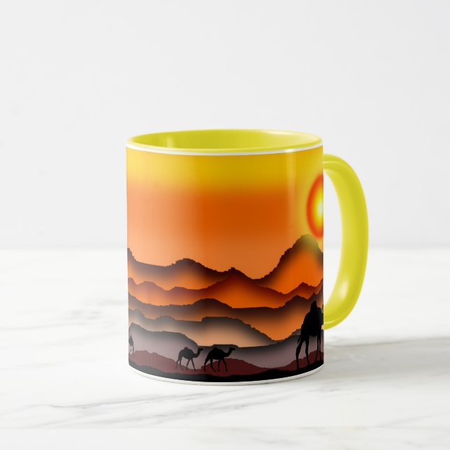 Camels In Sunset Mug - Painting (Front Right)