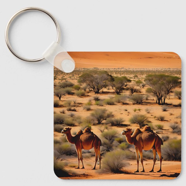 Camels In The Australian Outback, Keyring (Front)