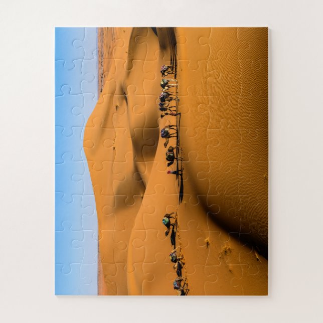 camels on desert under blue sky jigsaw puzzle (Vertical)