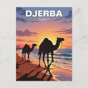 Camels on Djerba Island Tunisia Travel Postcard