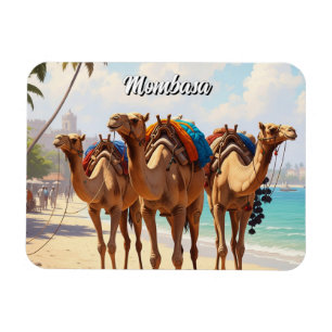 Camels on the beach in Mombasa Kenya Magnet
