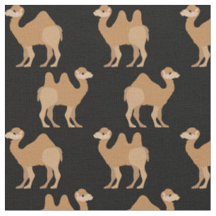 Camels Print Fabric Black