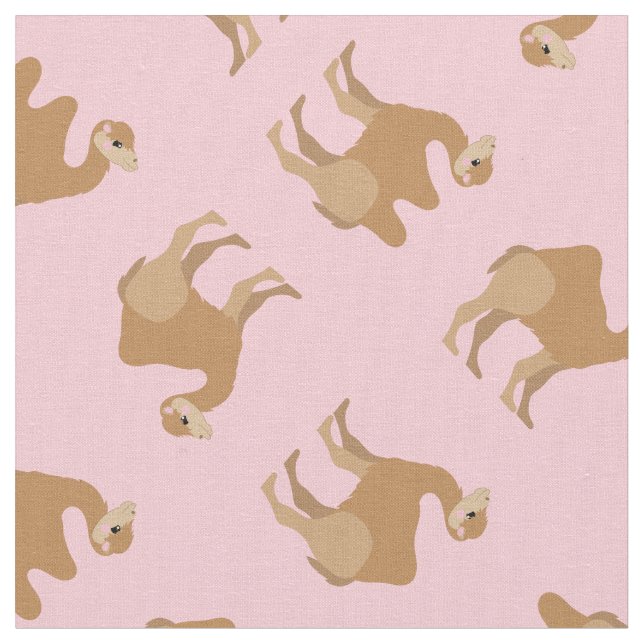 Camels Print Fabric Pink (Close Up)