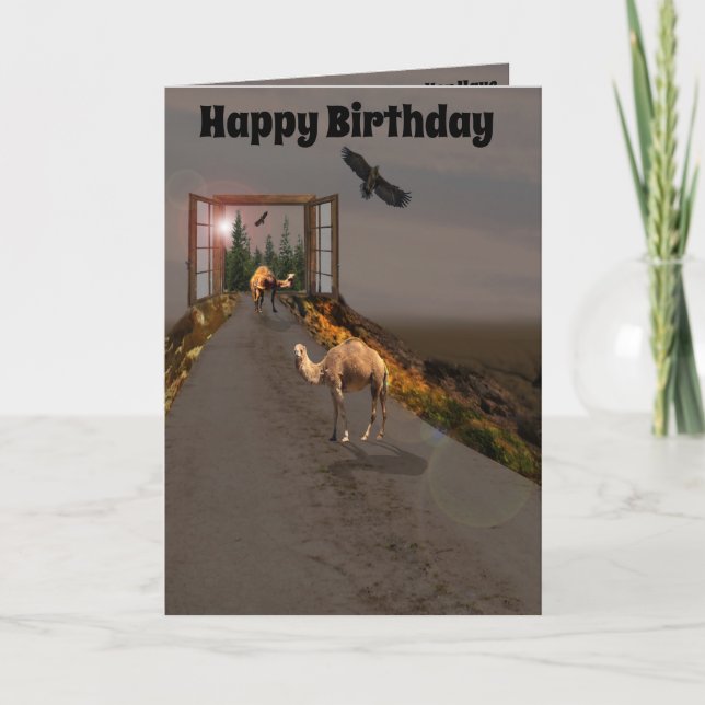 Camels Walking To Wonderland, Birthday Card (Front)