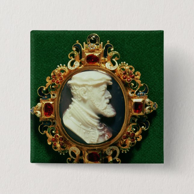 Cameo bearing the portrait of Charles I of Spain 15 Cm Square Badge (Front)