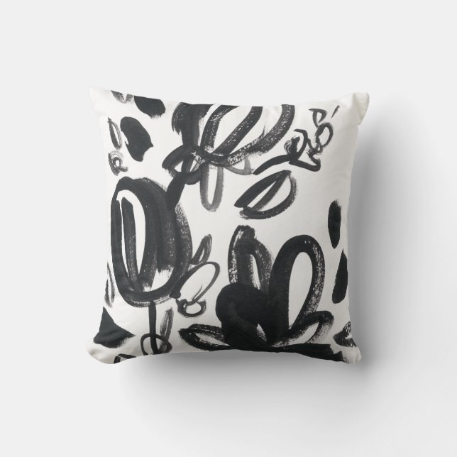 Cameo Bloom - Black and White Cushion (Front)