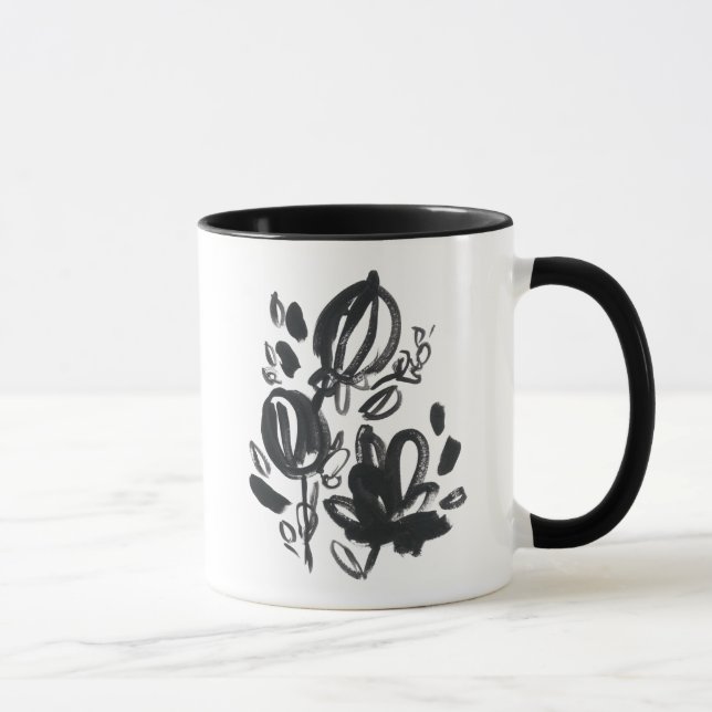 Cameo Bloom - Black and White Mug (Right)