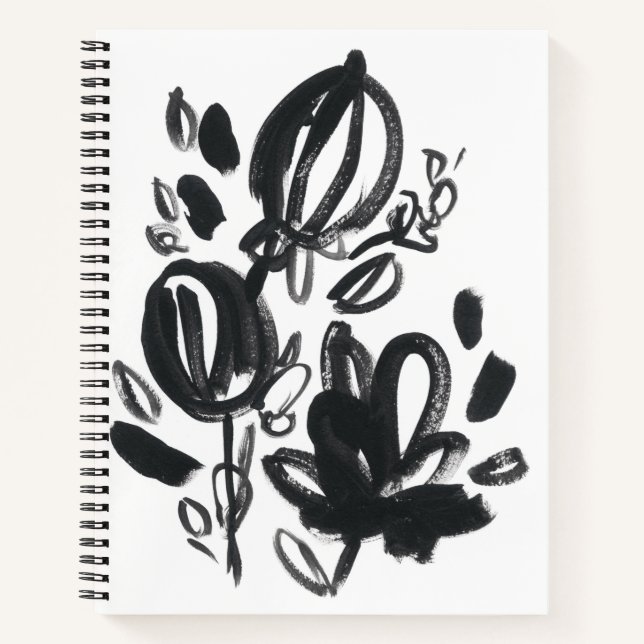 Cameo Bloom - Black and White Notebook (Front)