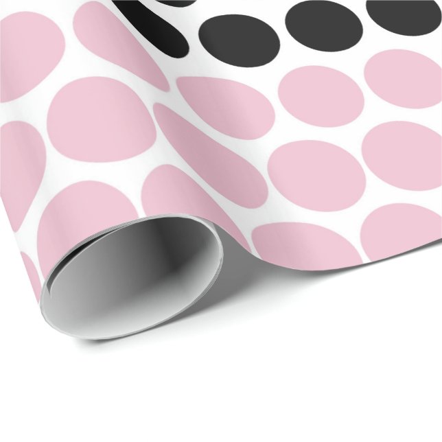 Cameo Pink and Black Polka Dot Wrapping Paper (Roll Corner)